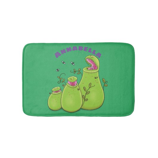 Funny green carnivorous pitcher planten cartoon badmat (Voorkant)