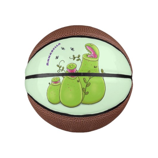 Funny green carnivorous pitcher planten cartoon basketbal (Voorkant)