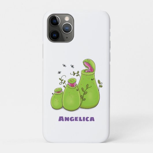 Funny green carnivorous pitcher planten cartoon Case-Mate iPhone case (Achterkant)