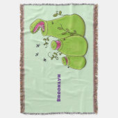Funny green carnivorous pitcher planten cartoon deken (Voorkant Verticaal)