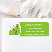 Funny green carnivorous pitcher planten cartoon etiket (Insitu)