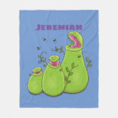 Funny green carnivorous pitcher planten cartoon fleece deken (Voorkant)