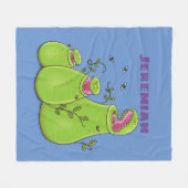 Funny green carnivorous pitcher planten cartoon fleece deken (Voorkant (Horizontaal))