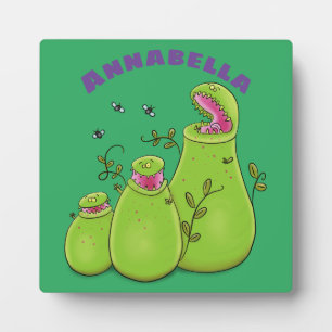 Funny green carnivorous pitcher planten cartoon fotoplaat