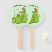 Funny green carnivorous pitcher planten cartoon handwaaier (Voorkant en achterkant)