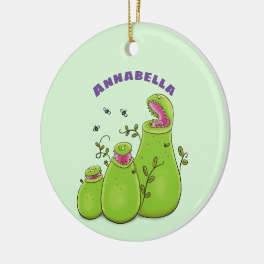 Funny green carnivorous pitcher planten cartoon keramisch ornament (Links)