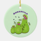 Funny green carnivorous pitcher planten cartoon keramisch ornament (Achterkant)