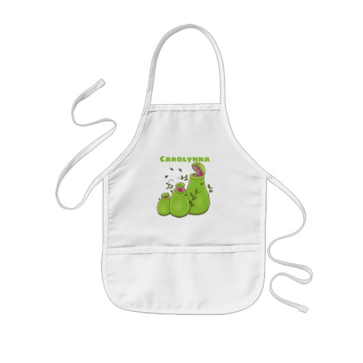 Funny green carnivorous pitcher planten cartoon kinder schort (Voorkant)