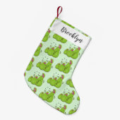 Funny green carnivorous pitcher planten cartoon kleine kerstsok (Voorkant (Hangend))