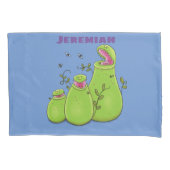 Funny green carnivorous pitcher planten cartoon kussensloop (Voorkant)