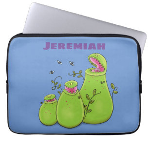 Funny green carnivorous pitcher planten cartoon laptop sleeve