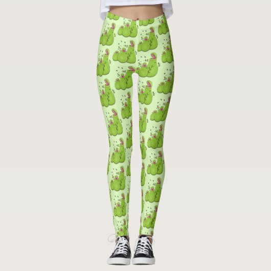 Funny green carnivorous pitcher planten cartoon leggings (Voorkant)