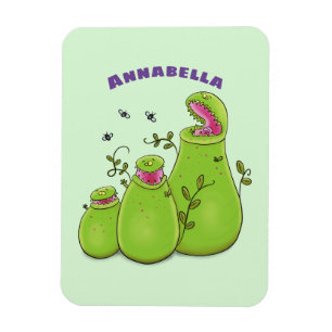 Funny green carnivorous pitcher planten cartoon magneet