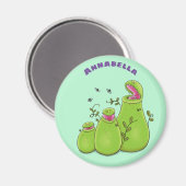 Funny green carnivorous pitcher planten cartoon magneet (Voorkant / Achterkant)