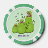 Funny green carnivorous pitcher planten cartoon poker chips (Achterkant)