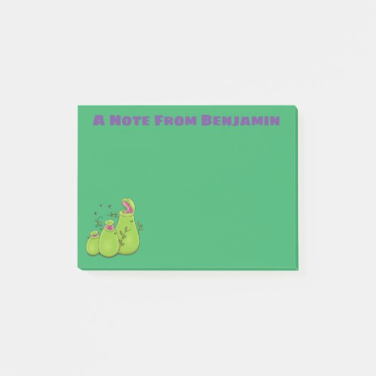 Funny green carnivorous pitcher planten cartoon post-it® notes (Voorkant)