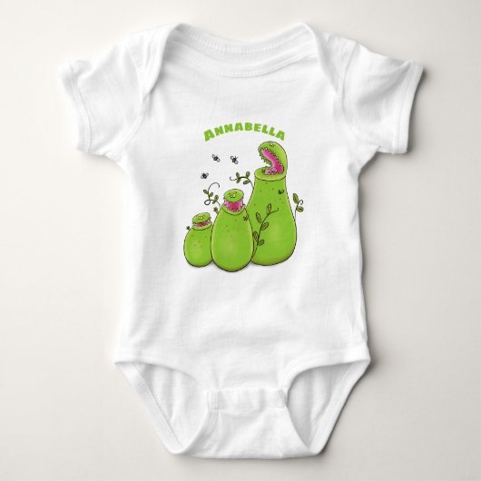 Funny green carnivorous pitcher planten cartoon romper (Voorkant)