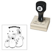 Funny green carnivorous pitcher planten cartoon rubberstempel (Gestempeld)