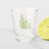 Funny green carnivorous pitcher planten cartoon shot glas (Achterkant)