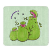Funny green carnivorous pitcher planten cartoon snijplank (Voorkant)