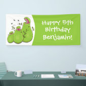 Funny green carnivorous pitcher planten cartoon spandoek (Beurs)