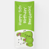 Funny green carnivorous pitcher planten cartoon spandoek (Verticaal)