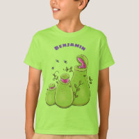 Funny green carnivorous pitcher planten cartoon