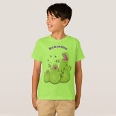 Funny green carnivorous pitcher planten cartoon t-shirt (Voorkant volledig)