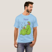 Funny green carnivorous pitcher planten cartoon t-shirt (Voorkant volledig)
