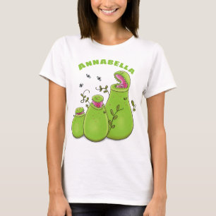 Funny green carnivorous pitcher planten cartoon t-shirt