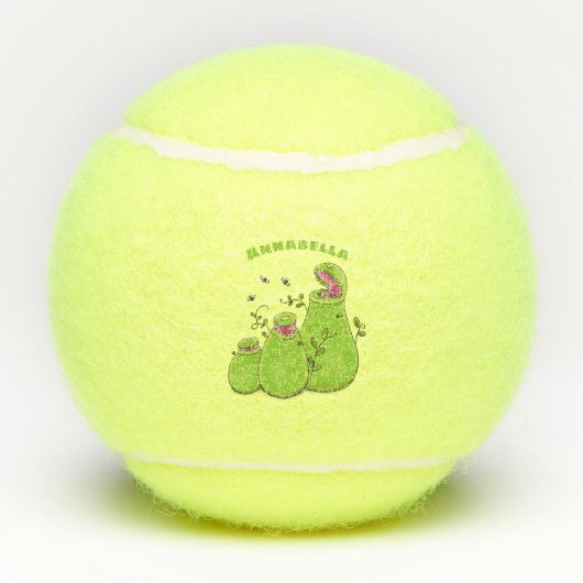 Funny green carnivorous pitcher planten cartoon tennisballen (Achterkant)