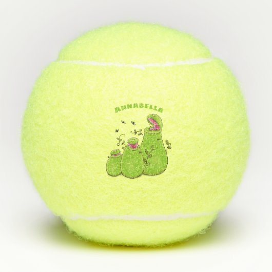 Funny green carnivorous pitcher planten cartoon tennisballen (Voorkant)