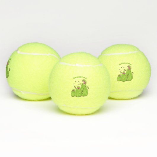 Funny green carnivorous pitcher planten cartoon tennisballen (Multi)