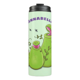 Funny green carnivorous pitcher planten cartoon thermosbeker