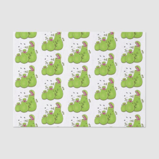 Funny green carnivorous pitcher planten cartoon tissuepapier (Voorkant)