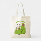 Funny green carnivorous pitcher planten cartoon tote bag (Achterkant)