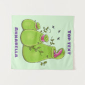 Funny green carnivorous pitcher planten cartoon wandkleed (Voorkant (horizontaal))