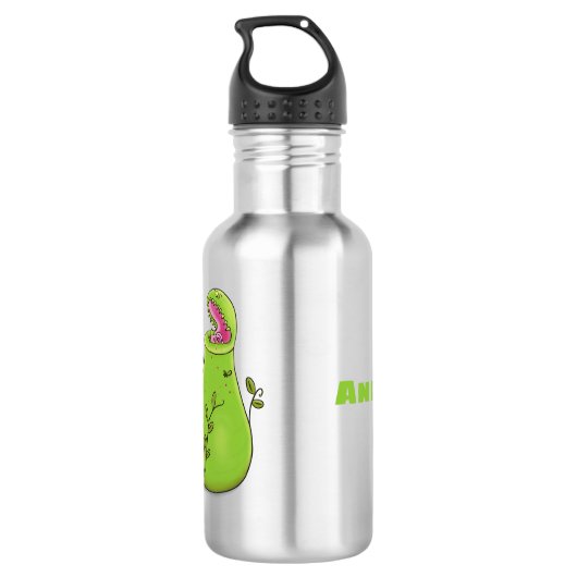 Funny green carnivorous pitcher planten cartoon waterfles  (Achterkant)