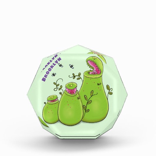 Funny green carnivorous pitcher plants cartoon fotoblokken (Voorkant)