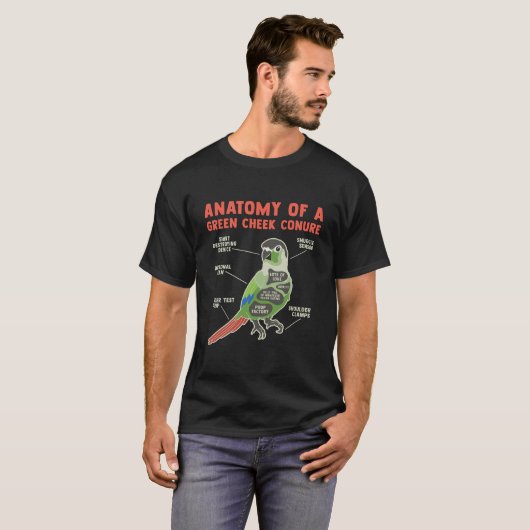 Funny Green Cheek Conure Bird Lover Pineapple Parr T-shirt (Voorkant volledig)