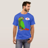 Funny Green Cheek Conure met Heart Shirt Parrot (Voorkant volledig)