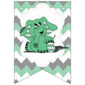 Funny Green Chevron Gekke Cute Baby Elephant Vlaggetjes (Tweede vlag)