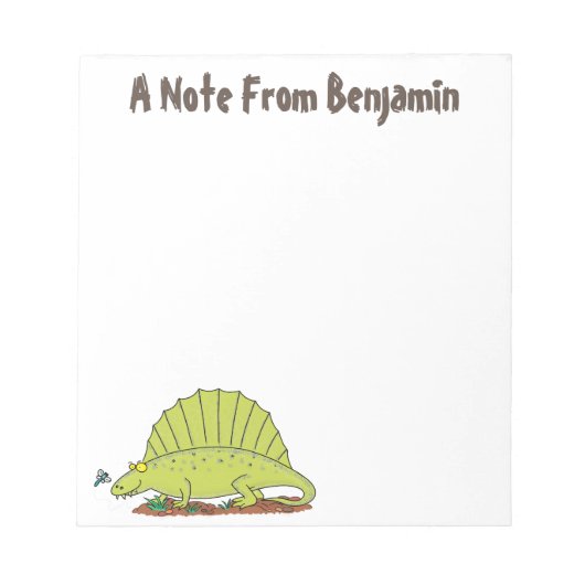 Funny green dimetrodon cartoon dinosaur notitieblok (Voorkant)