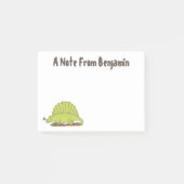 Funny green dimetrodon cartoon dinosaur post-it® notes (Voorkant)