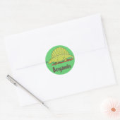 Funny green dimetrodon cartoon dinosaur ronde sticker (Envelop)