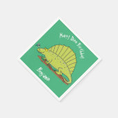 Funny green dimetrodon cartoon dinosaur servet (Hoek)