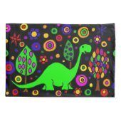 Funny Green Dinosaur Abstracte Pillowcase Kussensloop (Achterkant)