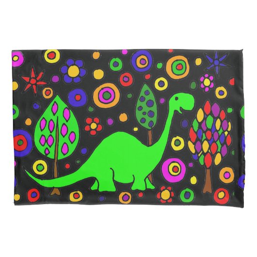 Funny Green Dinosaur Abstracte Pillowcase Kussensloop (Voorkant)