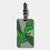 Funny Green Dinosaur Art Bagagelabel (Voorkant verticaal)