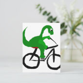Funny Green Dinosaur Riding Bicycle Briefkaart (Staand voorkant)